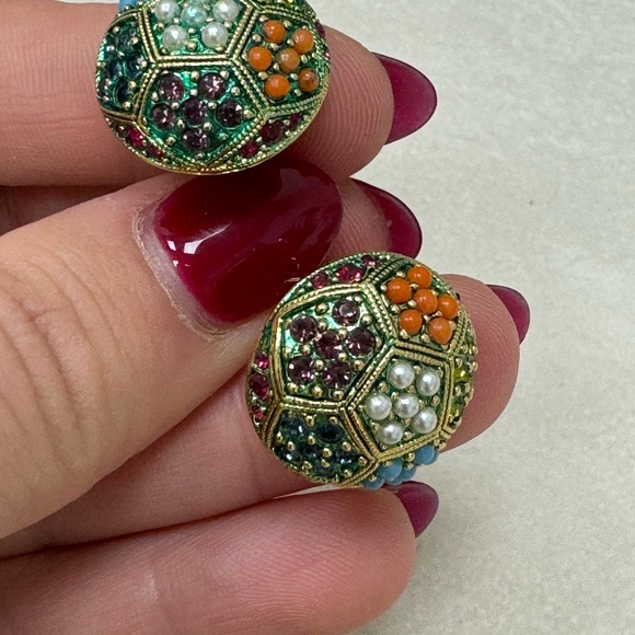 Gorgeous Vintage French Designer Earrings D'ORLAN -Micro beads & Stones - Picture 8 of 16